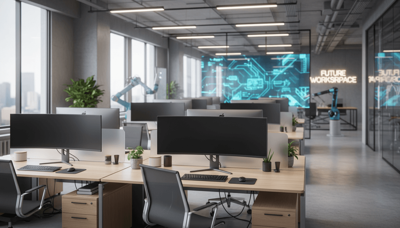 Ufficio professionale moderno con computer e tecnologia